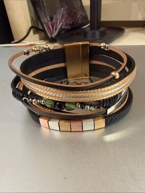 Magnetic stack bracelet. Multi colored. Black. NWOT